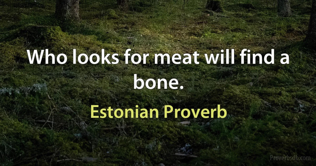 Who looks for meat will find a bone. (Estonian Proverb)