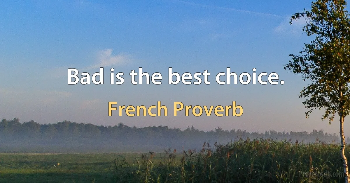 Bad is the best choice. (French Proverb)