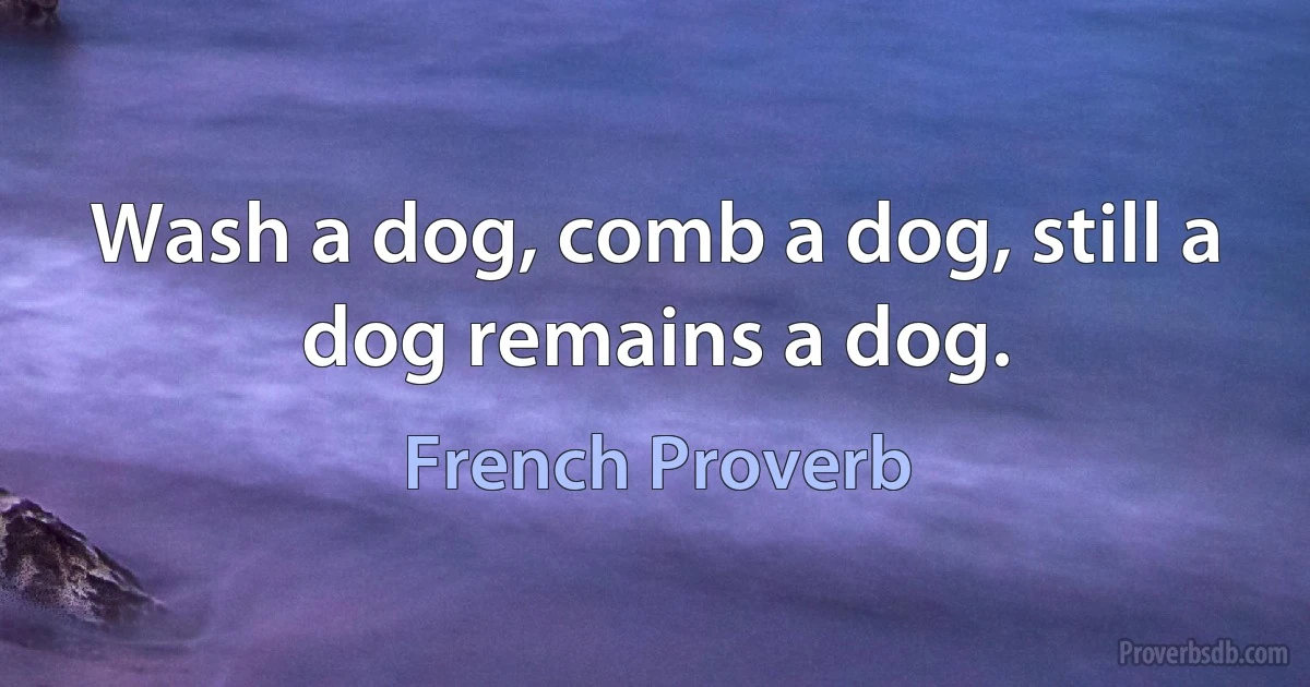 Wash a dog, comb a dog, still a dog remains a dog. (French Proverb)