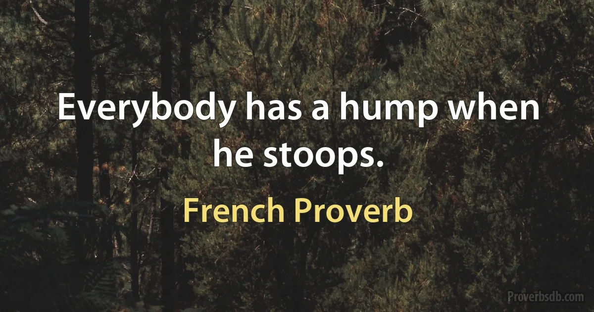 Everybody has a hump when he stoops. (French Proverb)