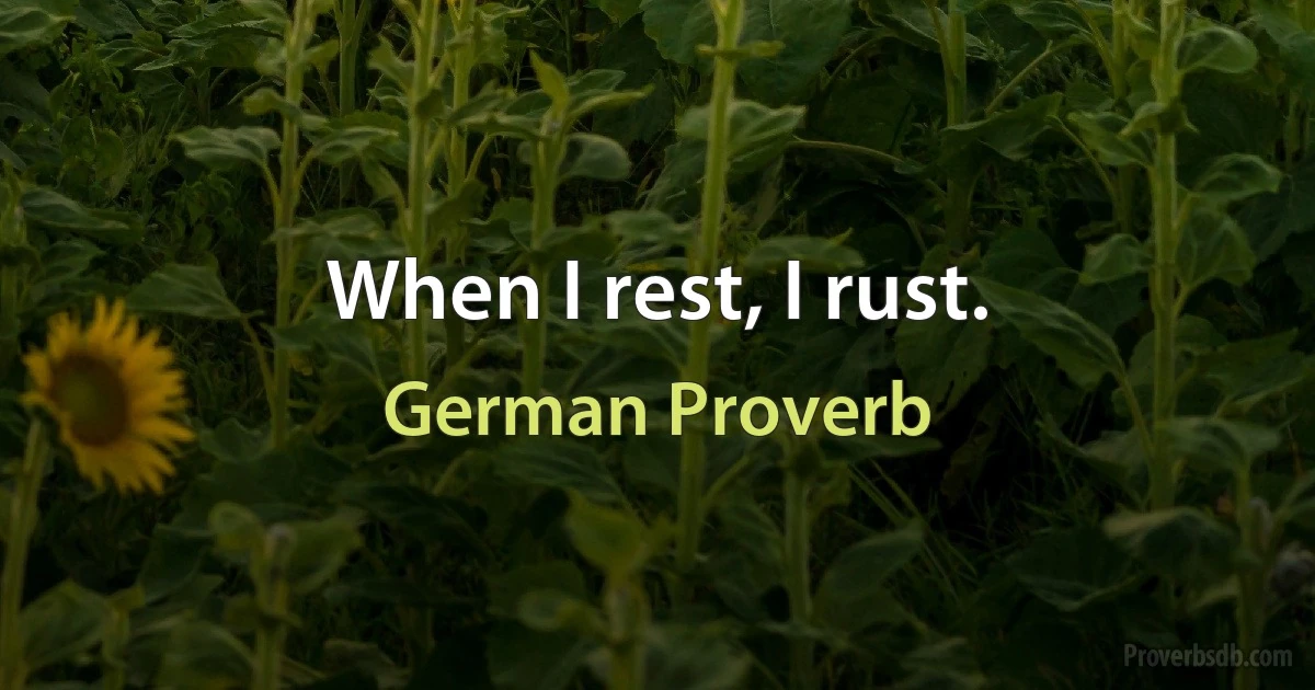 When I rest, I rust. (German Proverb)