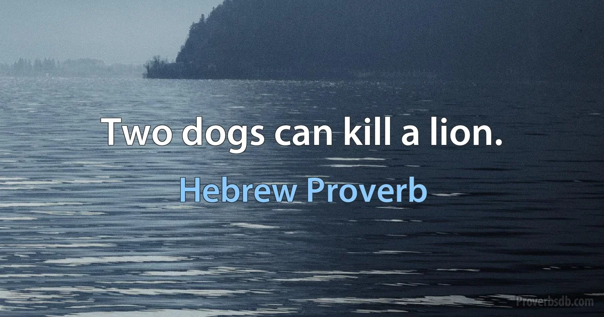 Two dogs can kill a lion. (Hebrew Proverb)