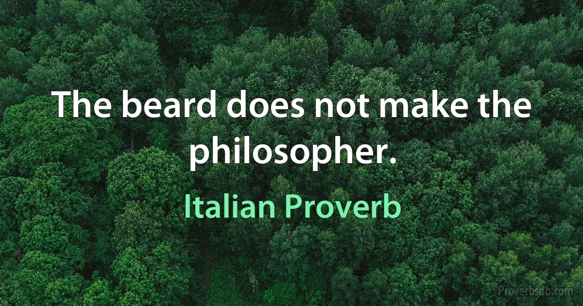 The beard does not make the philosopher. (Italian Proverb)