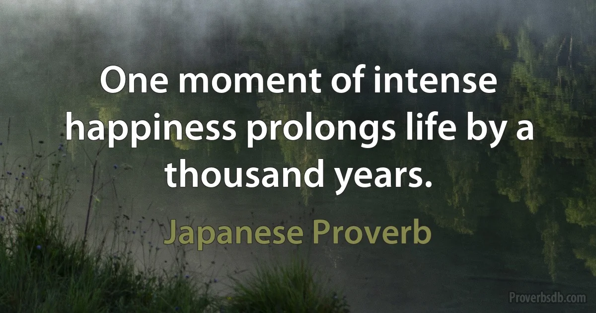 One moment of intense happiness prolongs life by a thousand years. (Japanese Proverb)