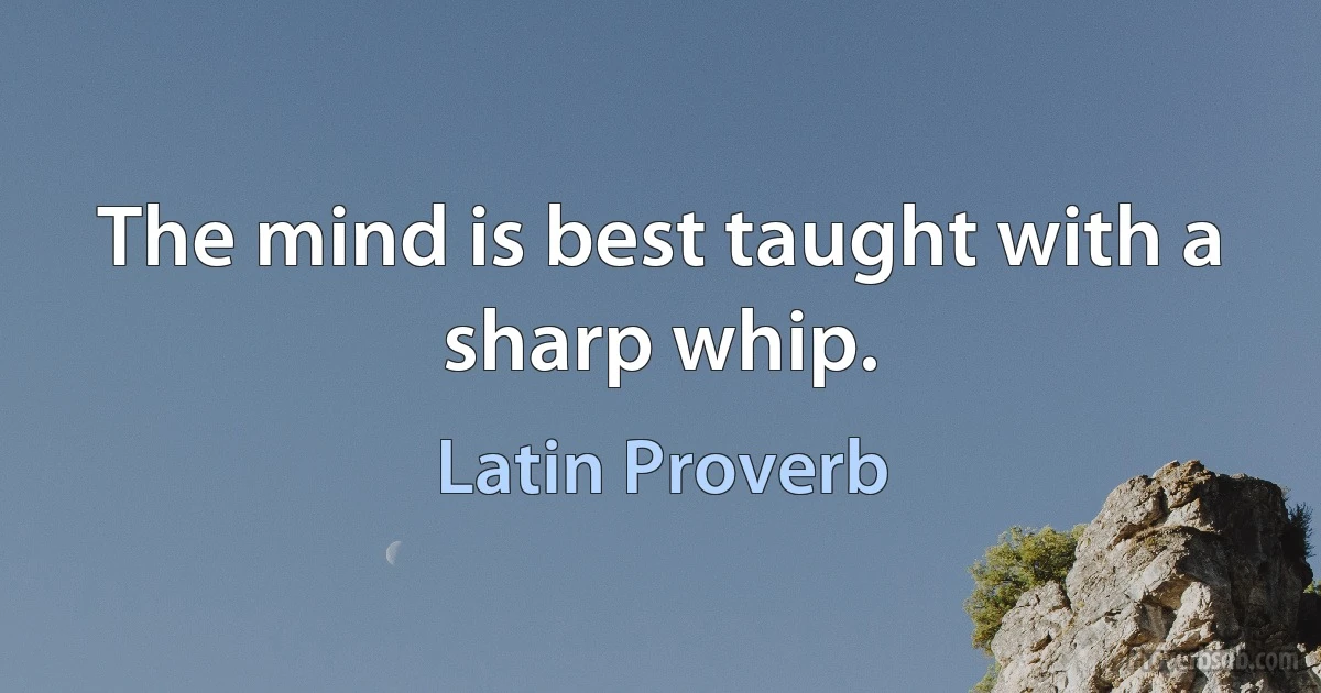 The mind is best taught with a sharp whip. (Latin Proverb)