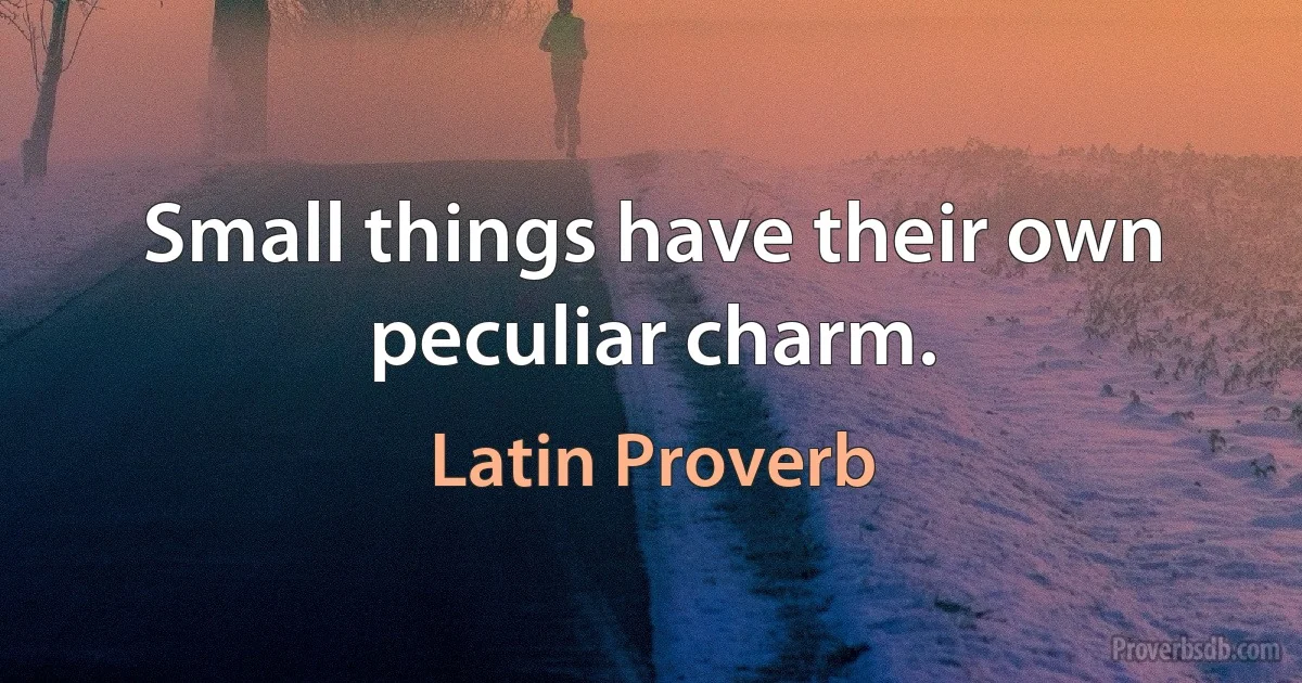 Small things have their own peculiar charm. (Latin Proverb)