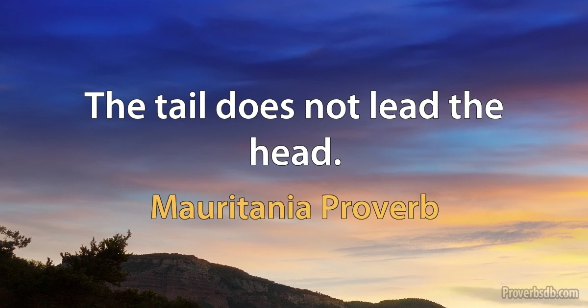 The tail does not lead the head. (Mauritania Proverb)