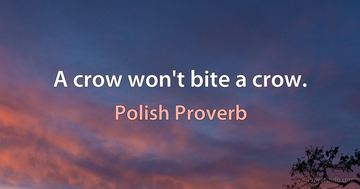 A crow won't bite a crow. (Polish Proverb)