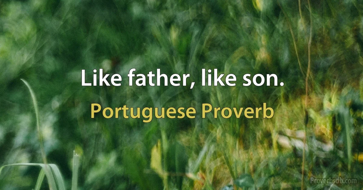 Like father, like son. (Portuguese Proverb)