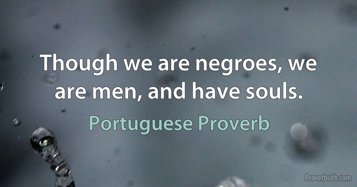 Though we are negroes, we are men, and have souls. (Portuguese Proverb)