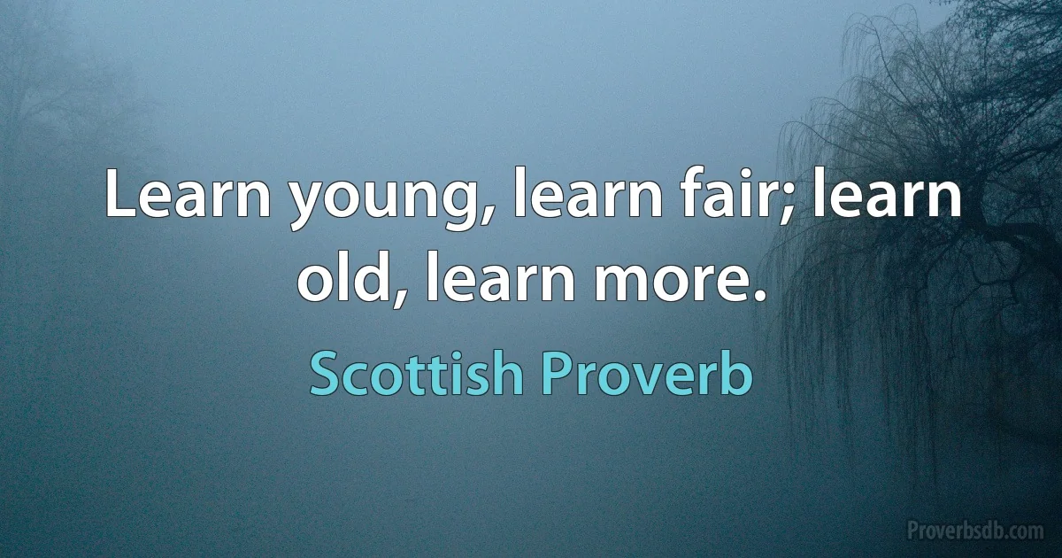 Learn young, learn fair; learn old, learn more. (Scottish Proverb)