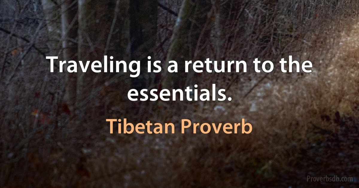 Traveling is a return to the essentials. (Tibetan Proverb)