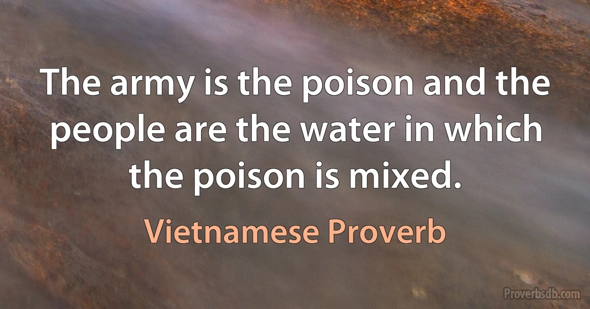 The army is the poison and the people are the water in which the poison is mixed. (Vietnamese Proverb)