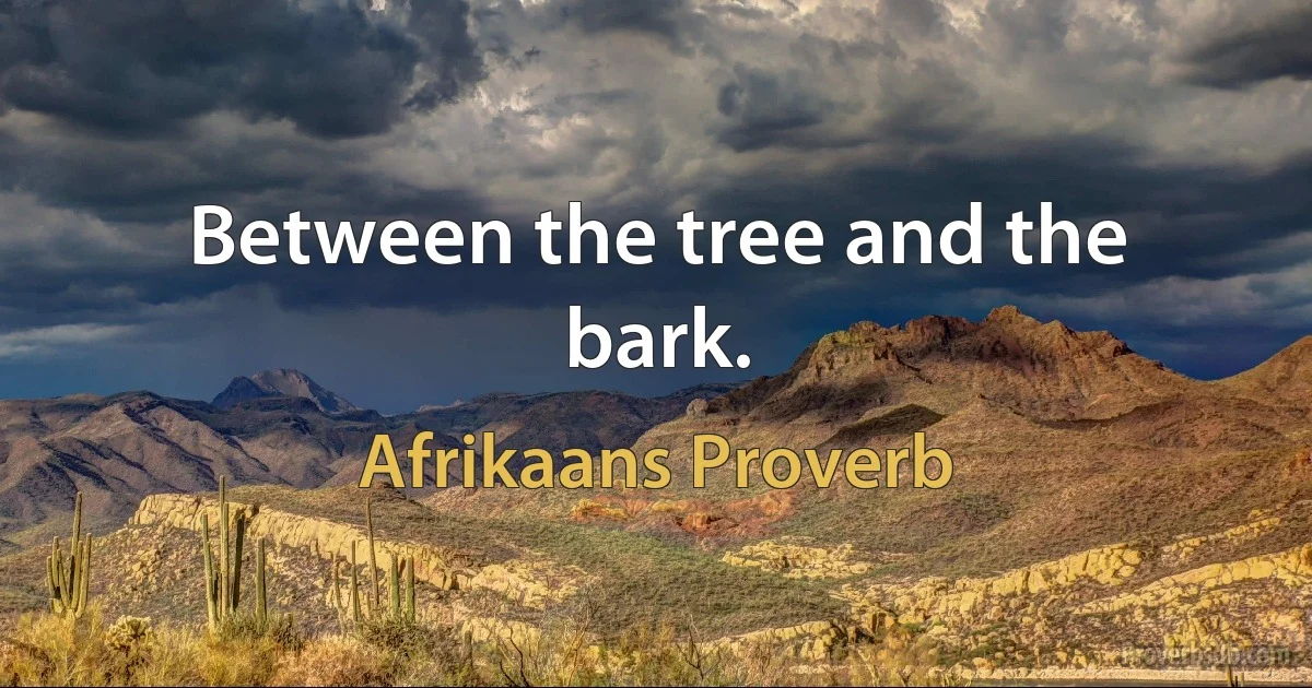 Between the tree and the bark. (Afrikaans Proverb)