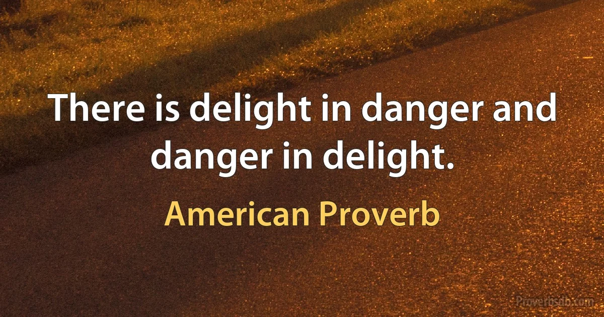 There is delight in danger and danger in delight. (American Proverb)