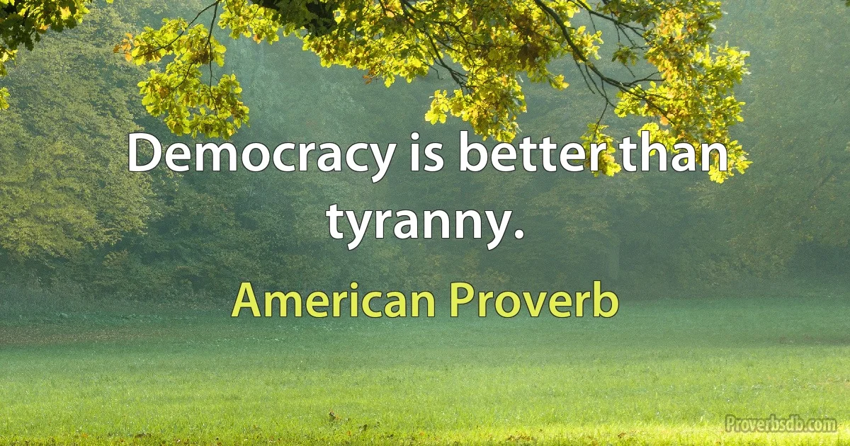 Democracy is better than tyranny. (American Proverb)