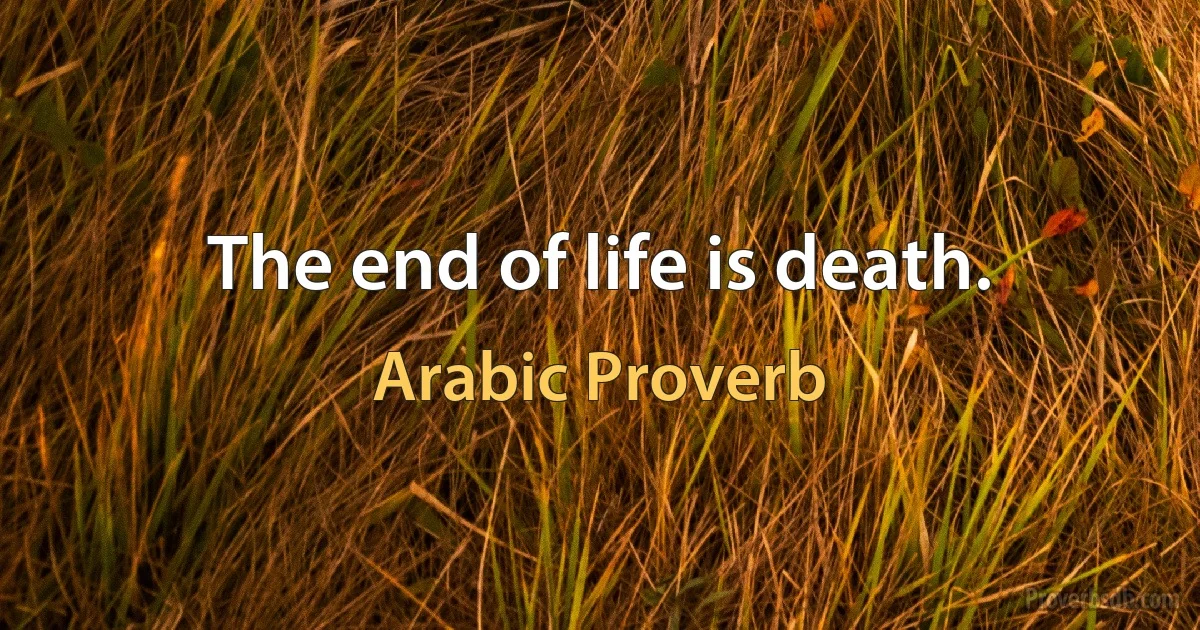 The end of life is death. (Arabic Proverb)