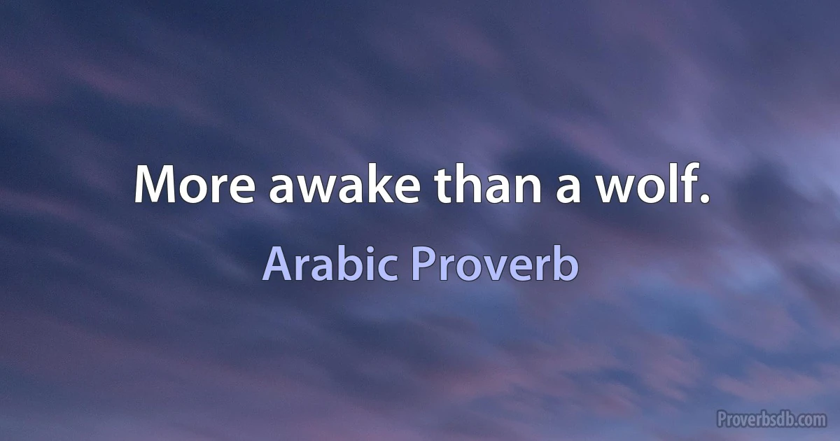 More awake than a wolf. (Arabic Proverb)