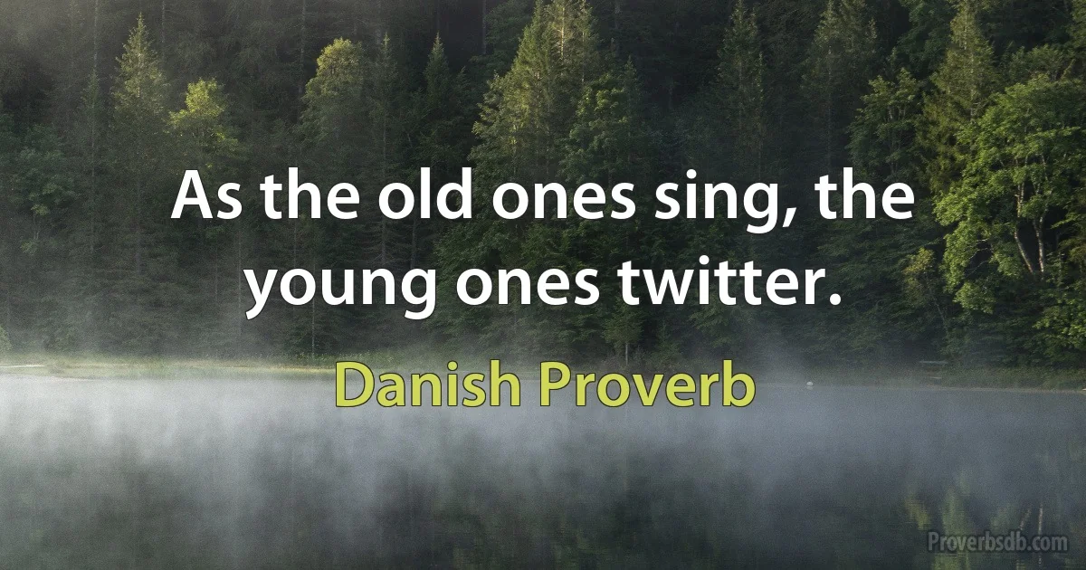 As the old ones sing, the young ones twitter. (Danish Proverb)