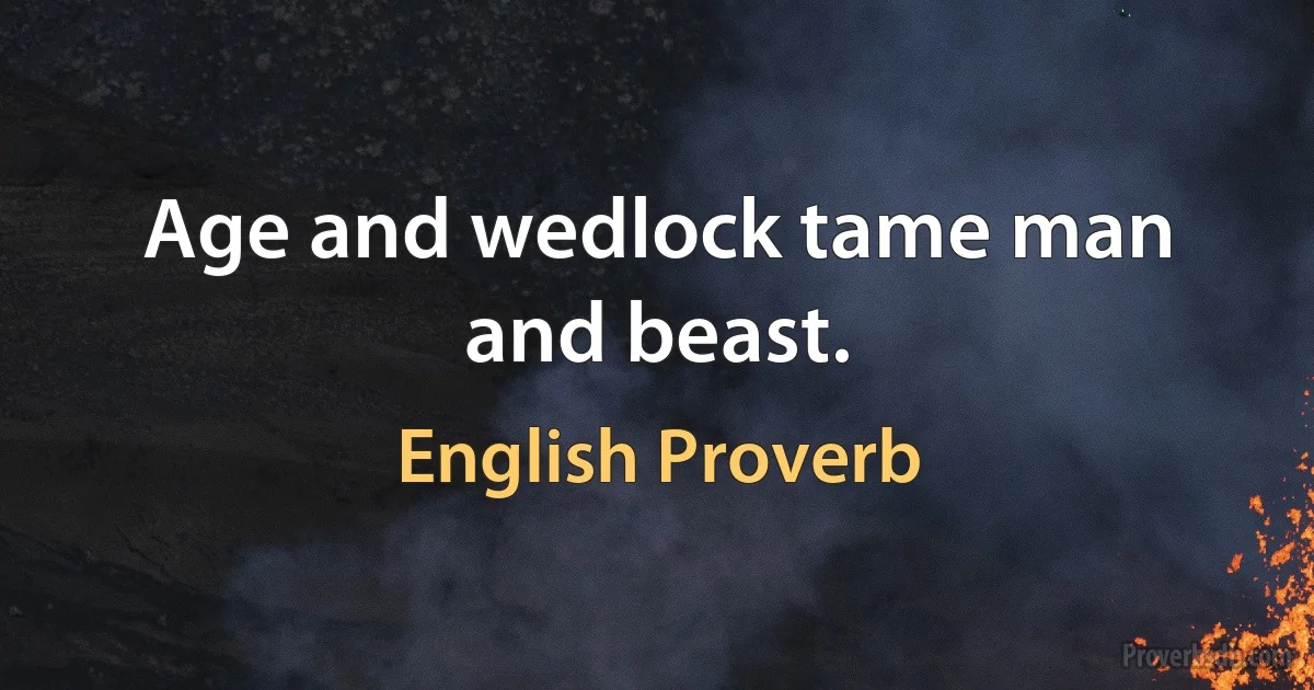 Age and wedlock tame man and beast. (English Proverb)