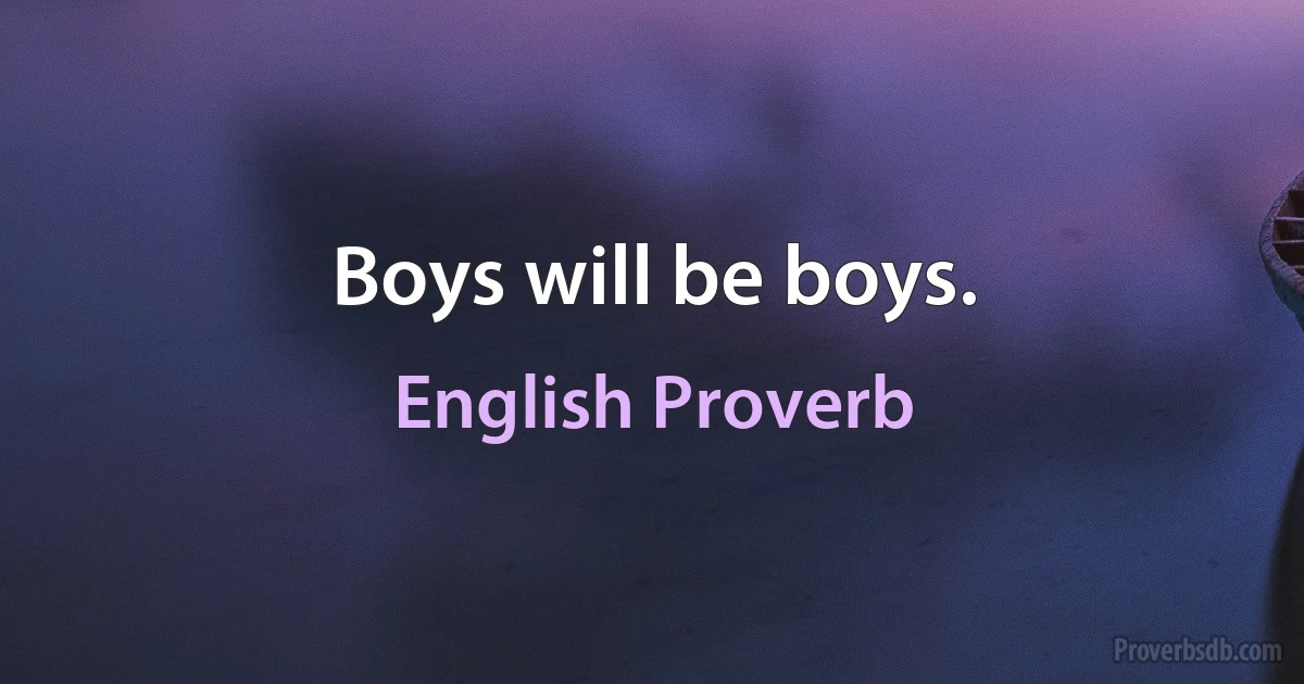 Boys will be boys. (English Proverb)