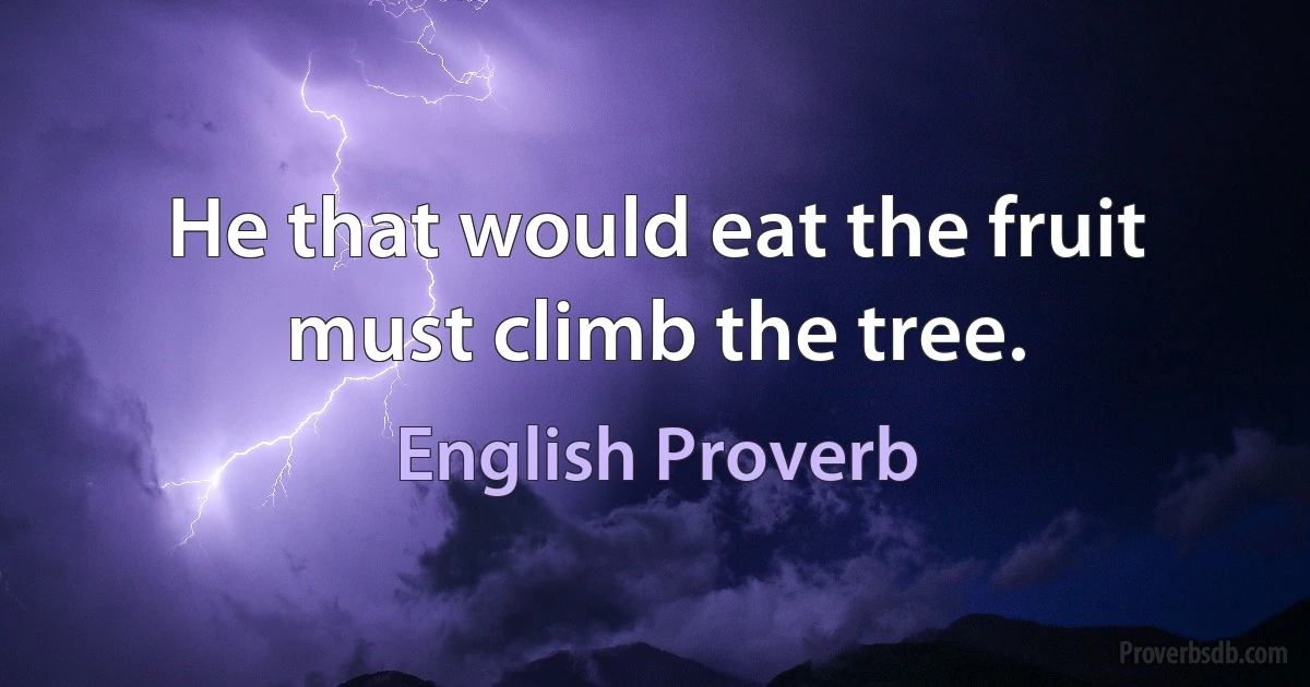 Не that would eat the fruit must climb the tree. (English Proverb)