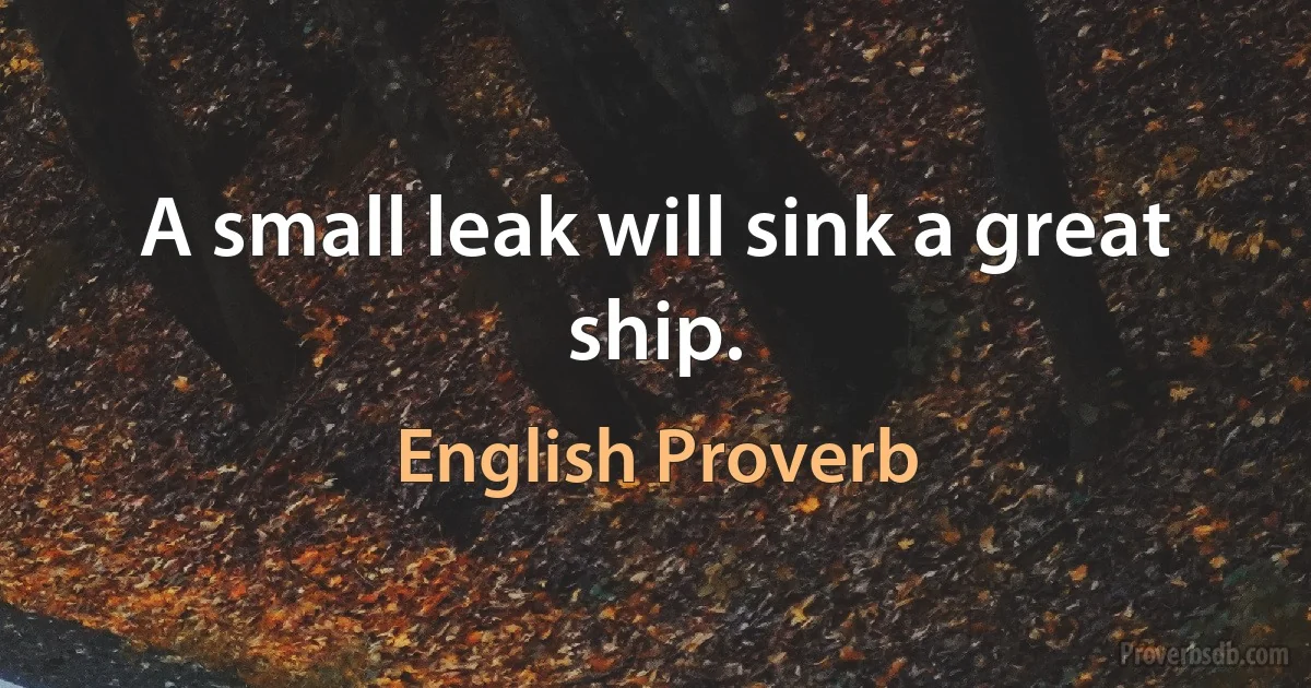 A small leak will sink a great ship. (English Proverb)