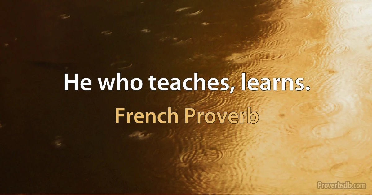 He who teaches, learns. (French Proverb)