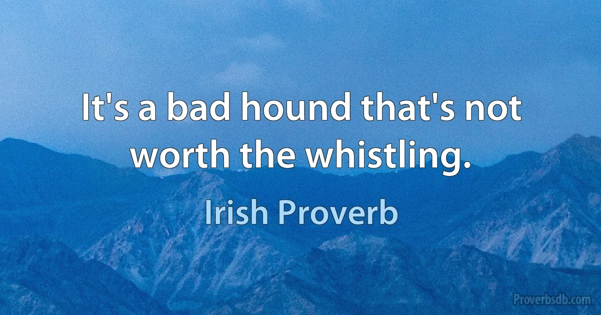 It's a bad hound that's not worth the whistling. (Irish Proverb)