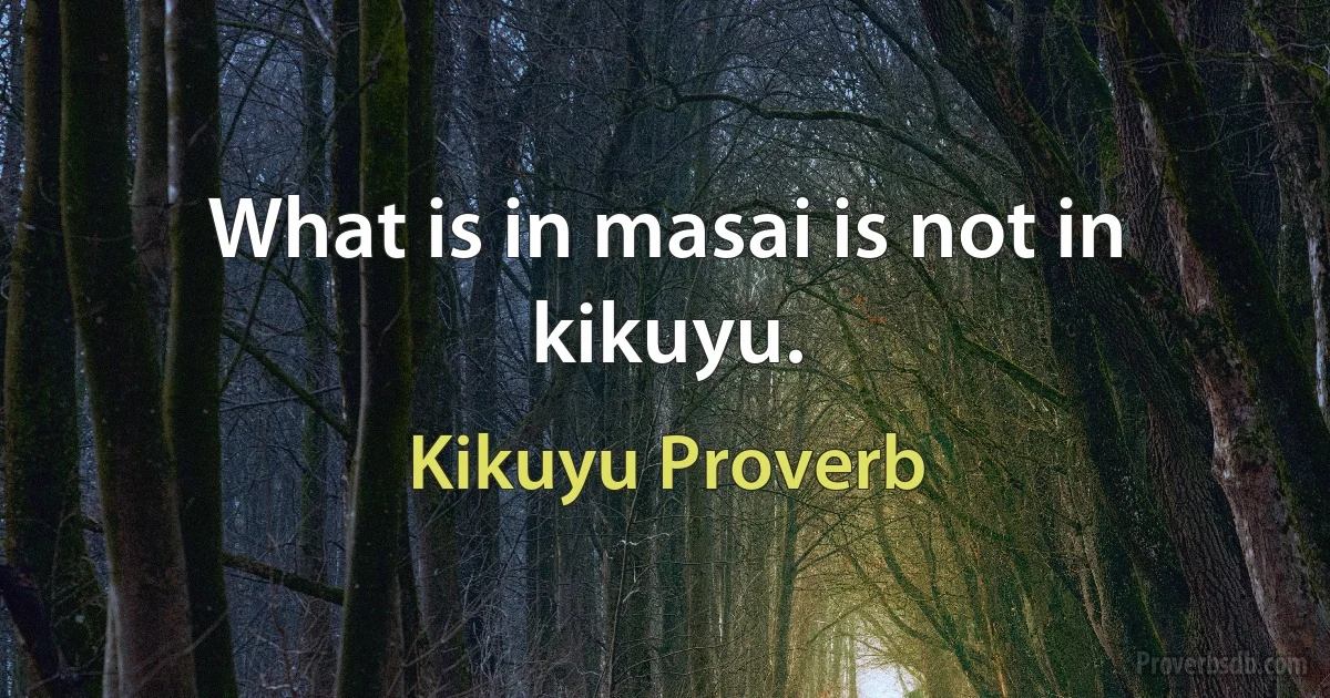 What is in masai is not in kikuyu. (Kikuyu Proverb)