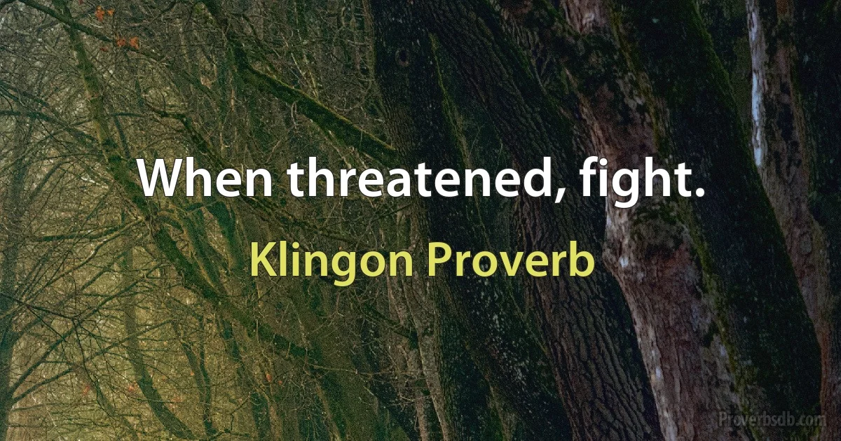 When threatened, fight. (Klingon Proverb)