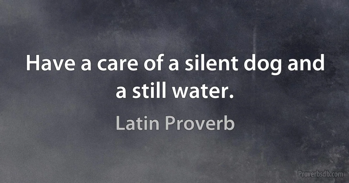 Have a care of a silent dog and a still water. (Latin Proverb)