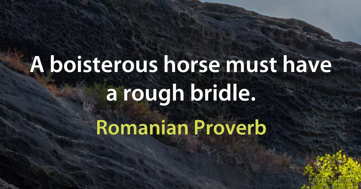 A boisterous horse must have a rough bridle. (Romanian Proverb)