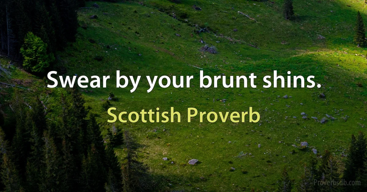 Swear by your brunt shins. (Scottish Proverb)