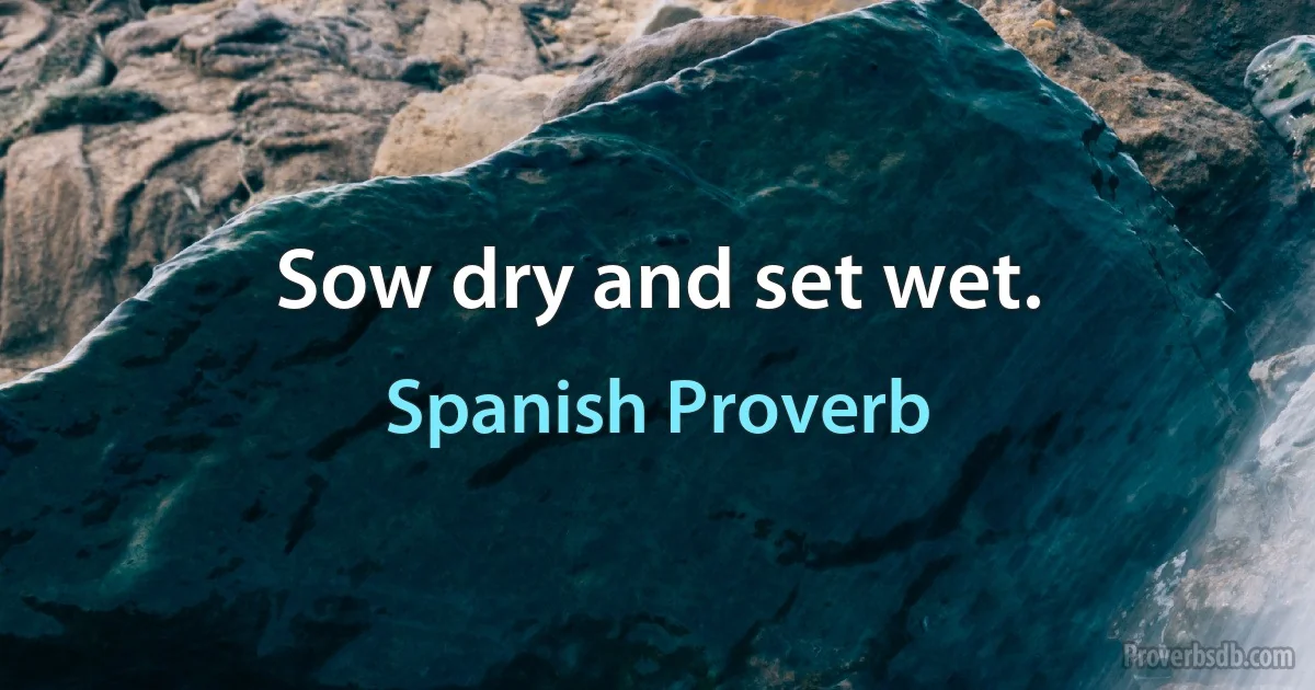 Sow dry and set wet. (Spanish Proverb)