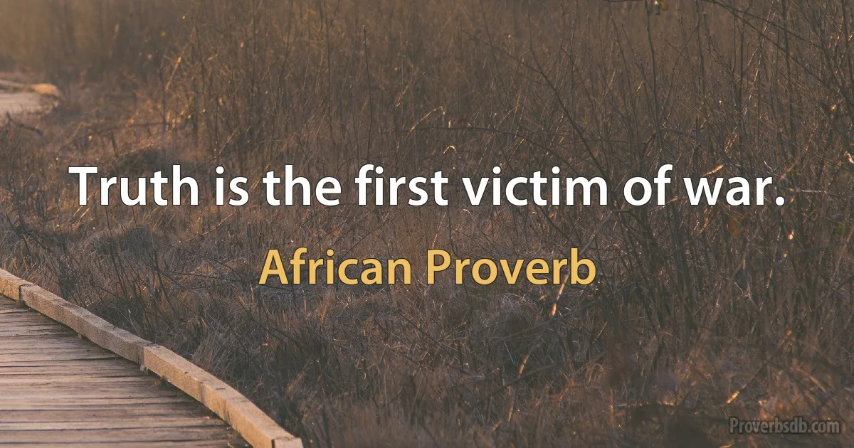 Truth is the first victim of war. (African Proverb)