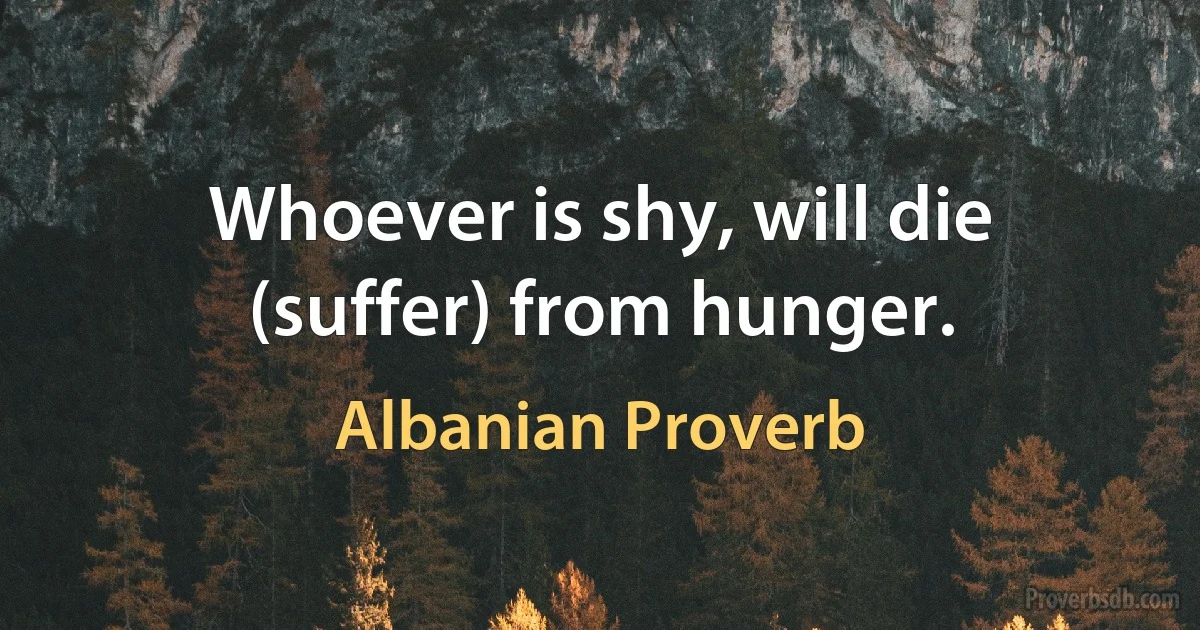 Whoever is shy, will die (suffer) from hunger. (Albanian Proverb)