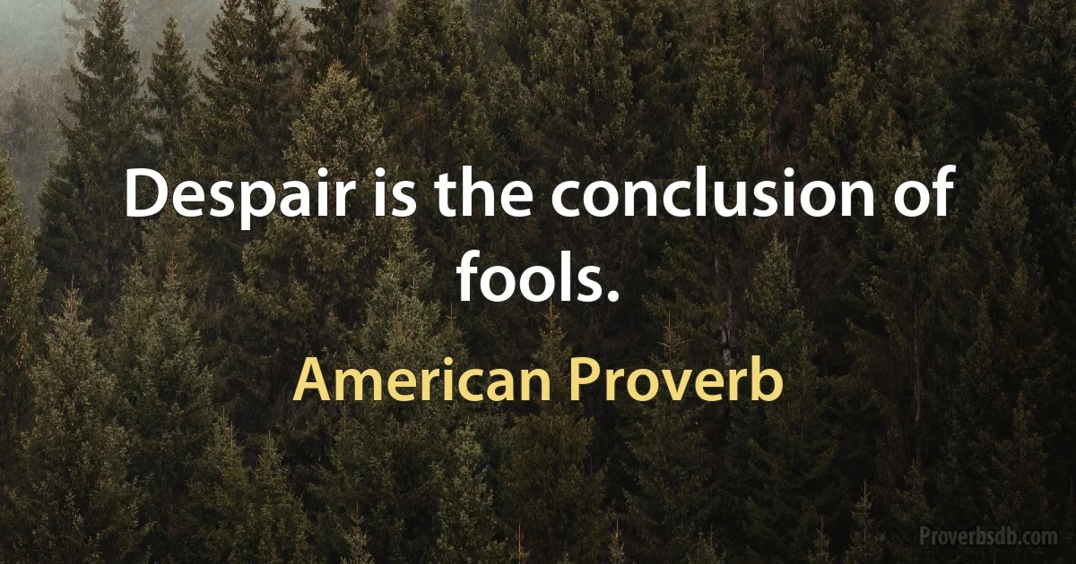 Despair is the conclusion of fools. (American Proverb)