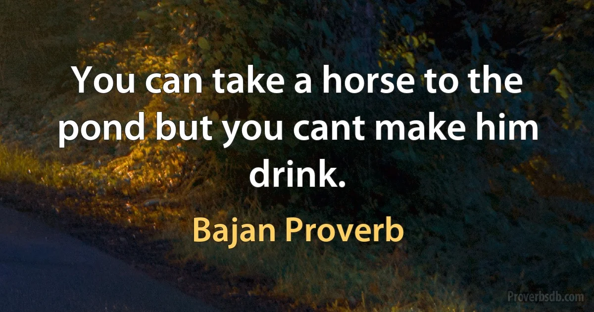 You can take a horse to the pond but you cant make him drink. (Bajan Proverb)