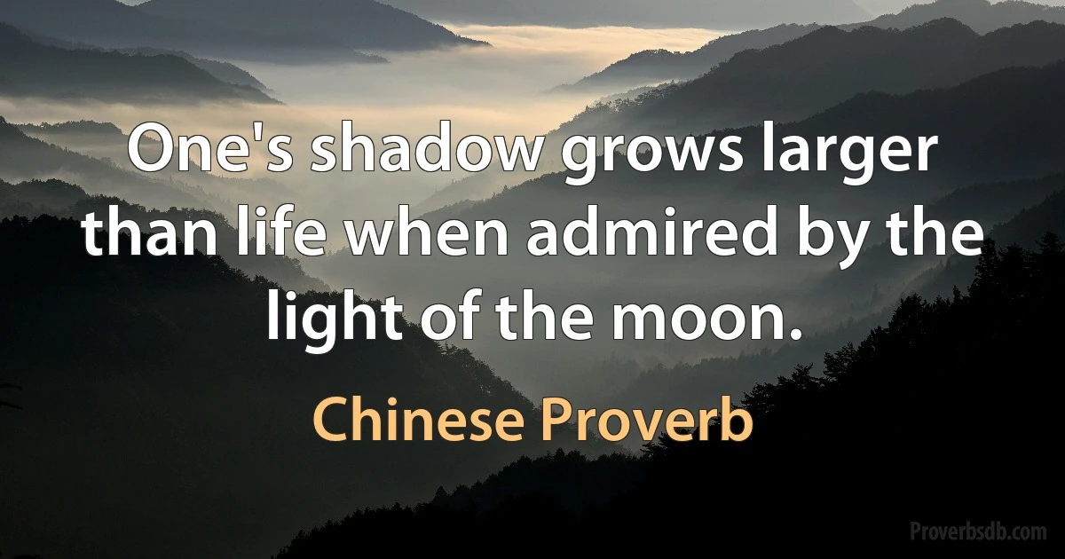 One's shadow grows larger than life when admired by the light of the moon. (Chinese Proverb)