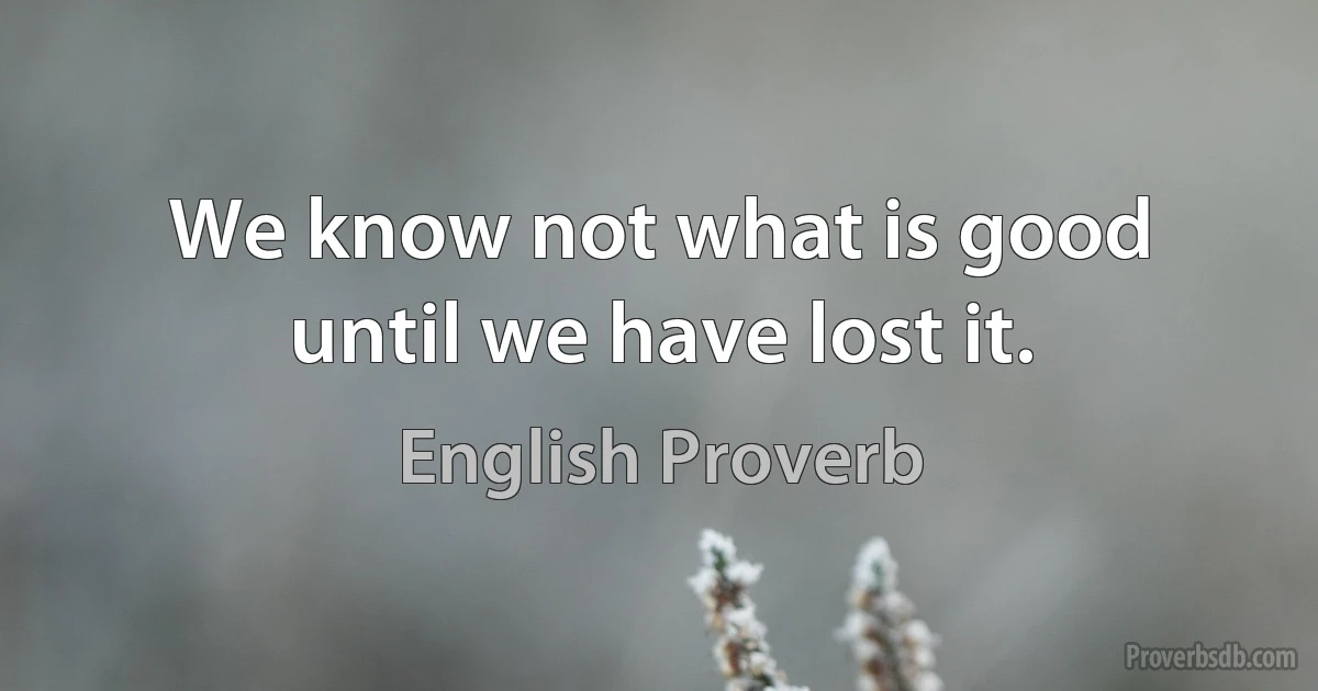 We know not what is good until we have lost it. (English Proverb)