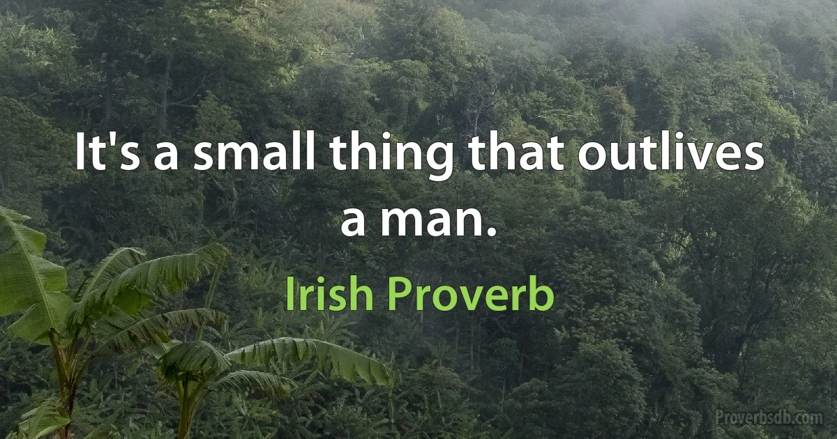 It's a small thing that outlives a man. (Irish Proverb)