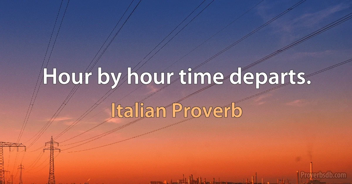 Hour by hour time departs. (Italian Proverb)