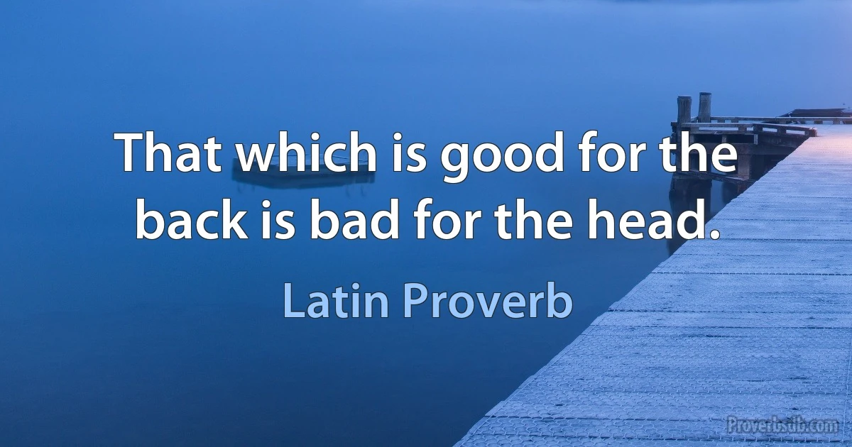 That which is good for the back is bad for the head. (Latin Proverb)