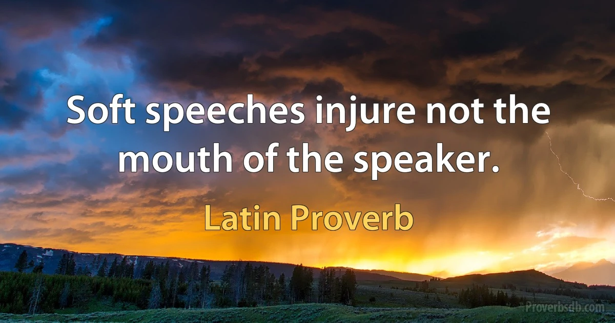 Soft speeches injure not the mouth of the speaker. (Latin Proverb)