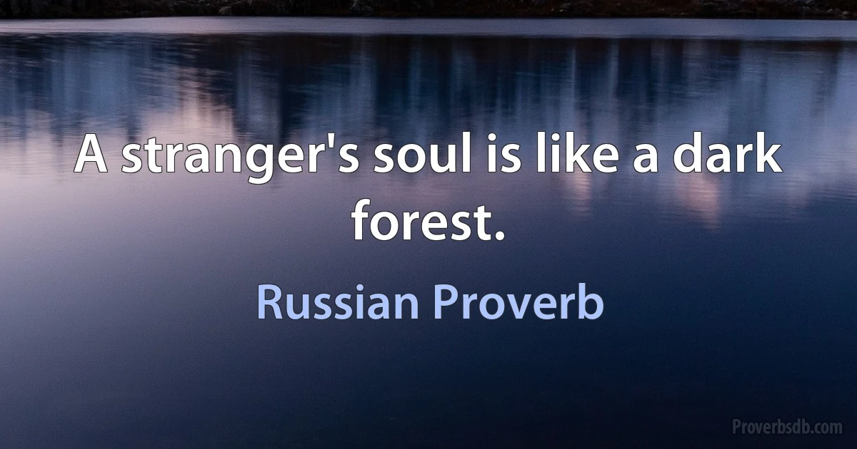 A stranger's soul is like a dark forest. (Russian Proverb)