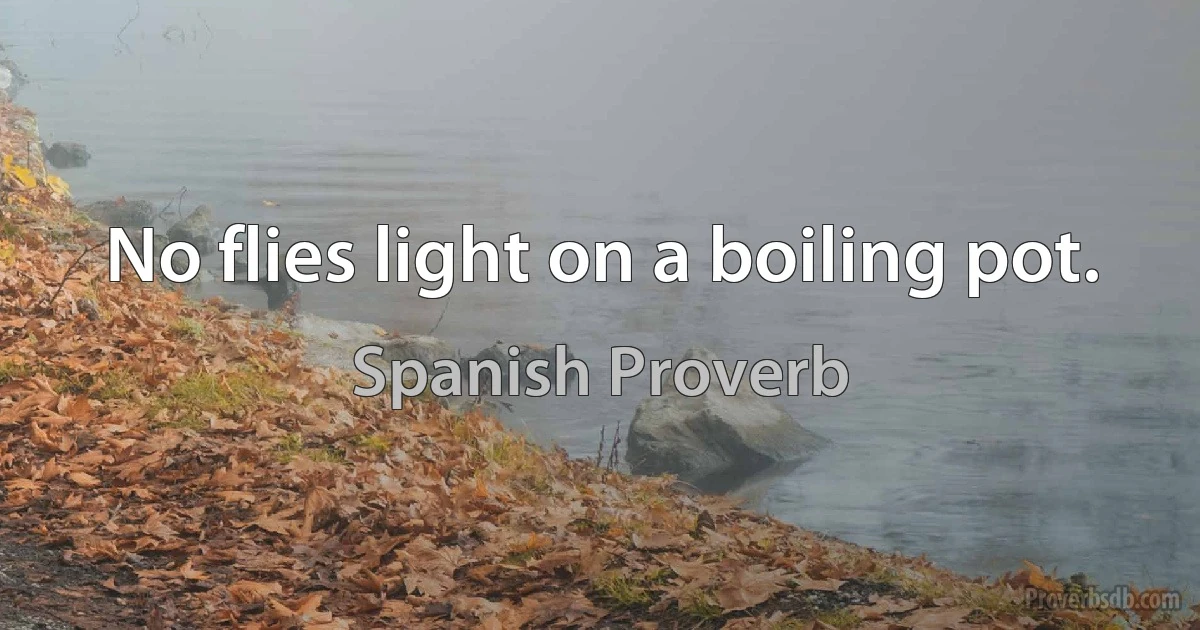 No flies light on a boiling pot. (Spanish Proverb)