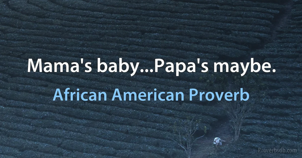 Mama's baby...Papa's maybe. (African American Proverb)