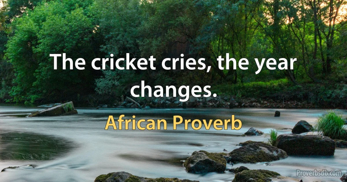 The cricket cries, the year changes. (African Proverb)