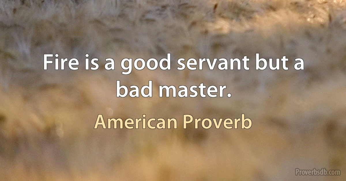 Fire is a good servant but a bad master. (American Proverb)